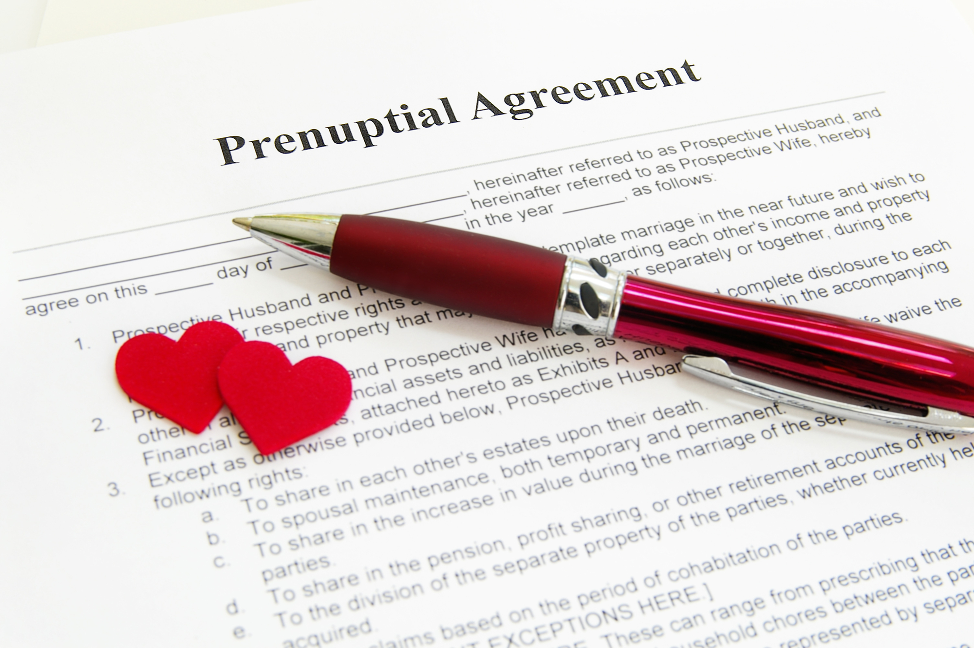 How to Talk to Your Partner a Prenuptial Agreement - prenuptial agreement with two red hearts