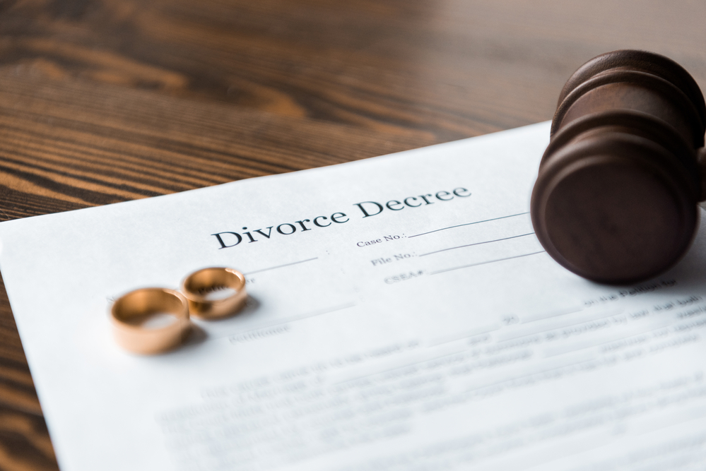 High Asset Divorce Attorney Tampa, FL - divorce papers and gold wedding bands