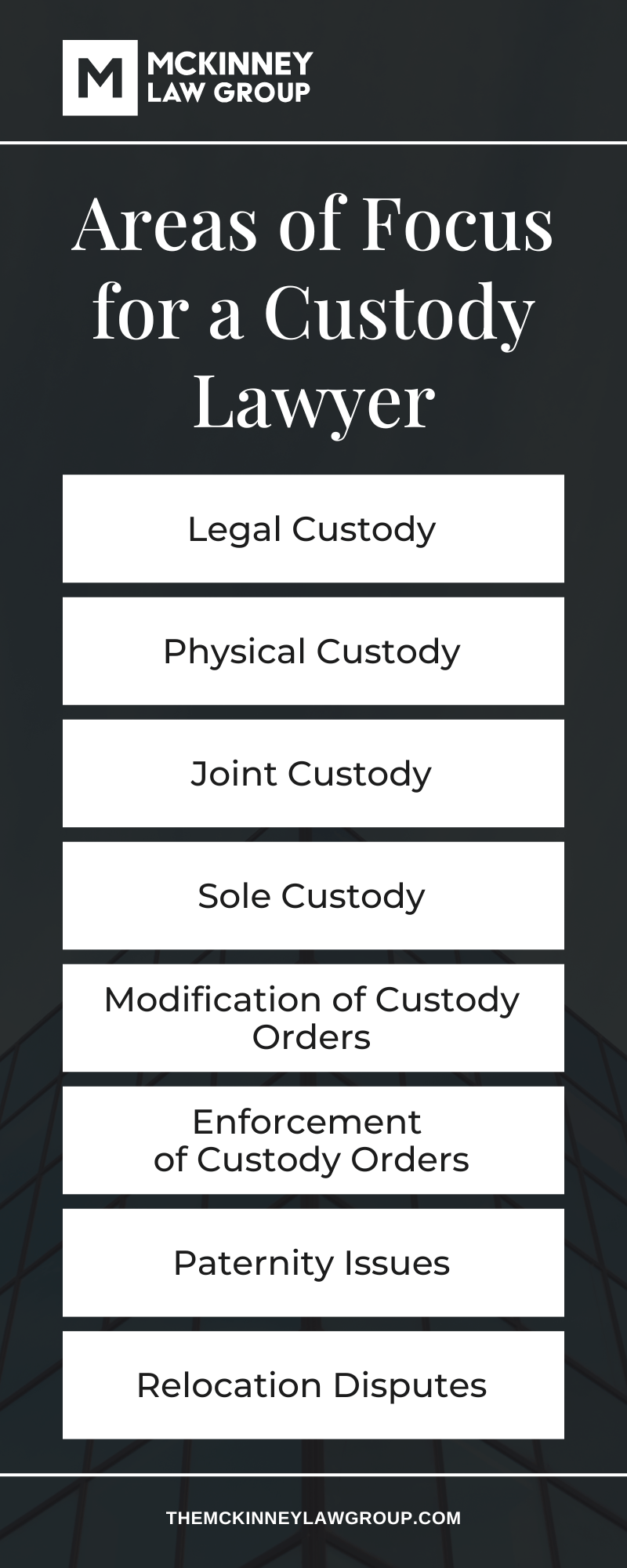 Areas of Focus for a Custody Lawyer Infographic